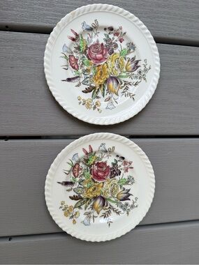 Vintage Johnson Bros Windsor Ware Garden Bouquet Bread & Butter Plates Set of 2